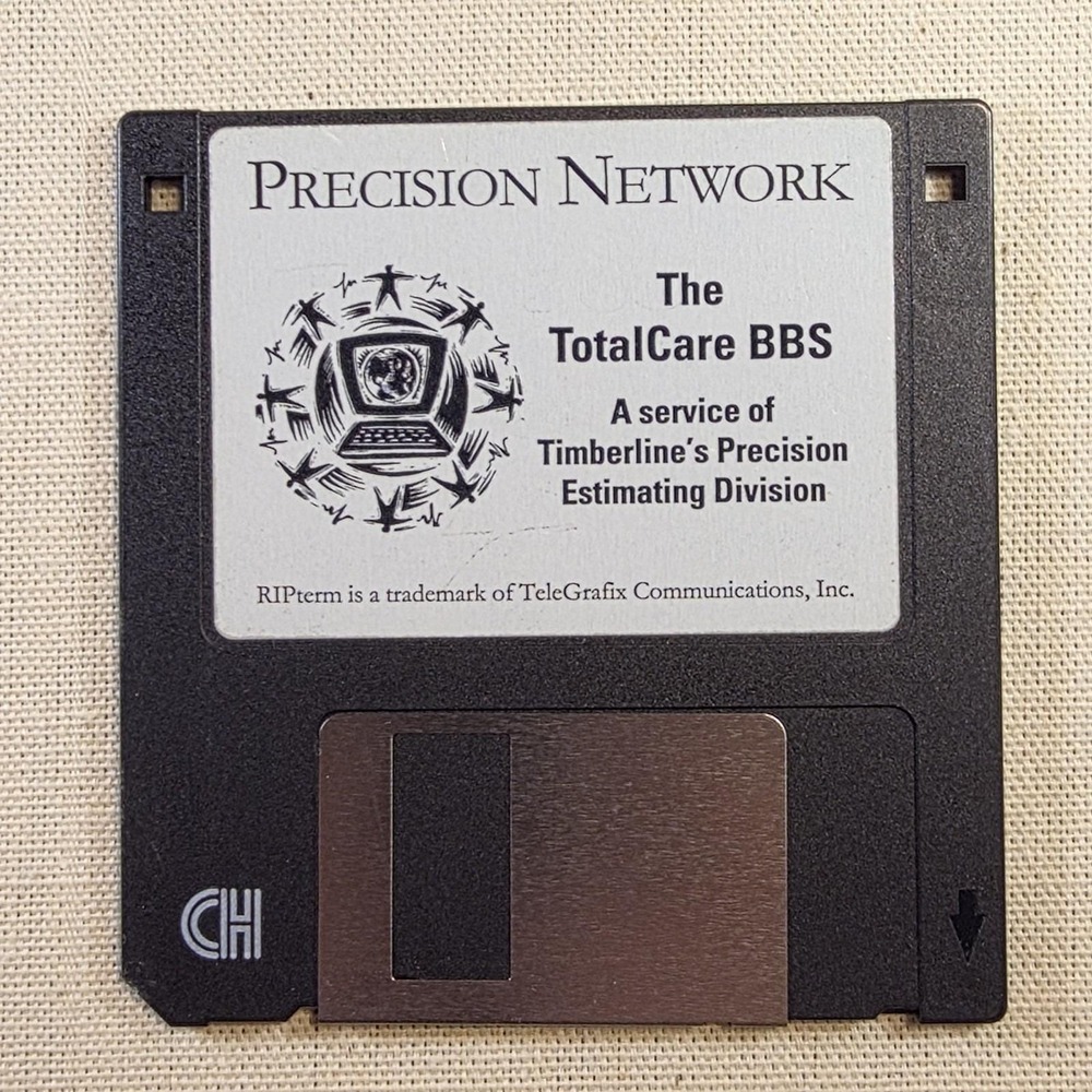 Vintage 3.5" Floppy Disk Precision Network TotalCare BBS Labeled